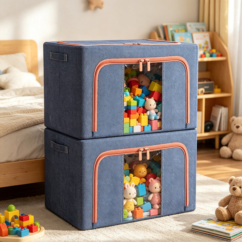 Hokku Designs, corbeille décorative en tissu, 2 paquets de bacs de rangement de vêtements avec cadre en métal pliable