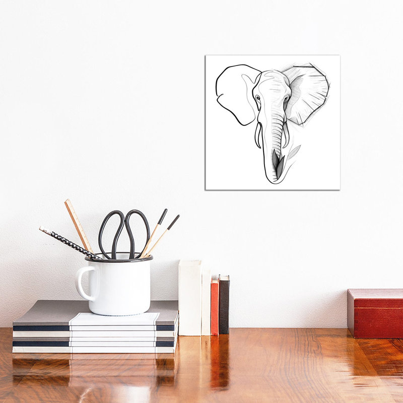 «Distinct Elephant» par Dane Khy, reproduction d'art sur toile tendue, H 12 po x l 12 po x P 0,75 po