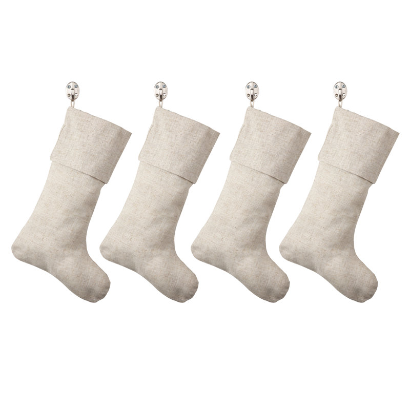 Chaussette de Noël d'inspiration toscane, H 15 po x l 7 po x P 4 po, Natural