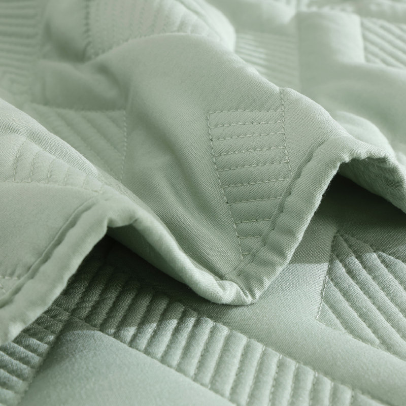 Courtepointe réversible en microfibre , Courtepointe très grand et 2 très grandes taies, Vert