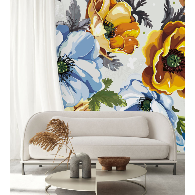 Peel & Stick Floral Wall Mural, 100" W x 8.33" L