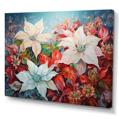 " Poinsettias White And Red Blossom "