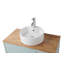 Meuble-lavabo mural avec tiroir double et porte simple, avec comptoir naturel, lavabo rond en céramique et design minimaliste moderne