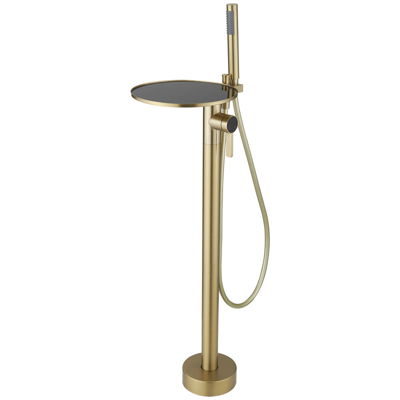 Floor Waterfall Faucet with Diverter, Brushed Gold