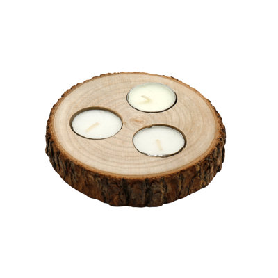 Wood Tabletop Tealight Holder with Candle Included