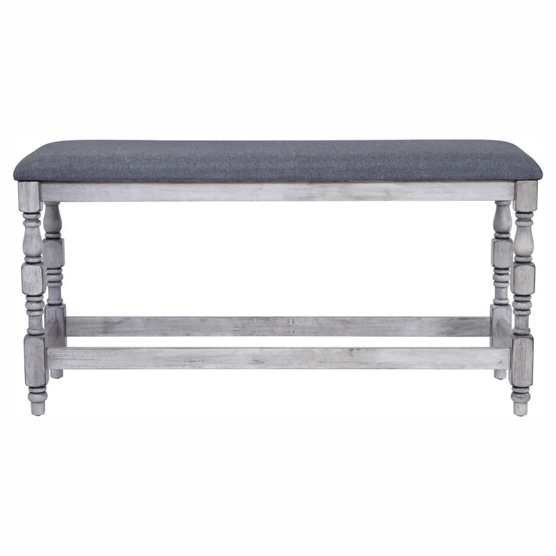 Banc à hauteur de comptoir Holtzclaw, Blanc antique, Gris foncé