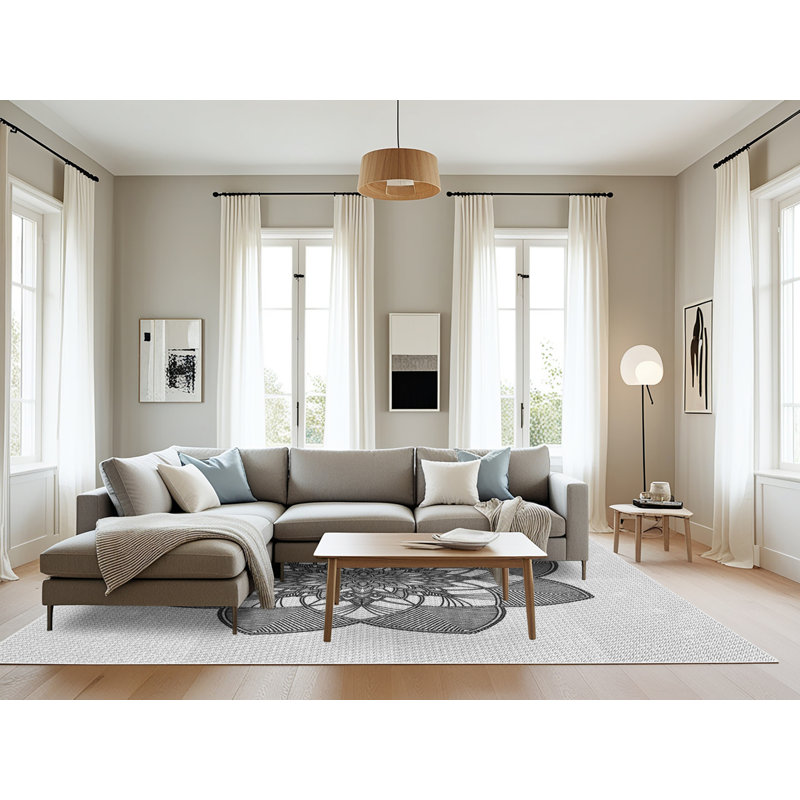 Laine tissée à la main orientale/florale en laine et polyester noir/brun Tapis décoratif, Rectangle 8 pi x 12 pi