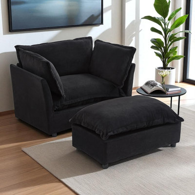 Upholstered Accent Chair With Ottoman