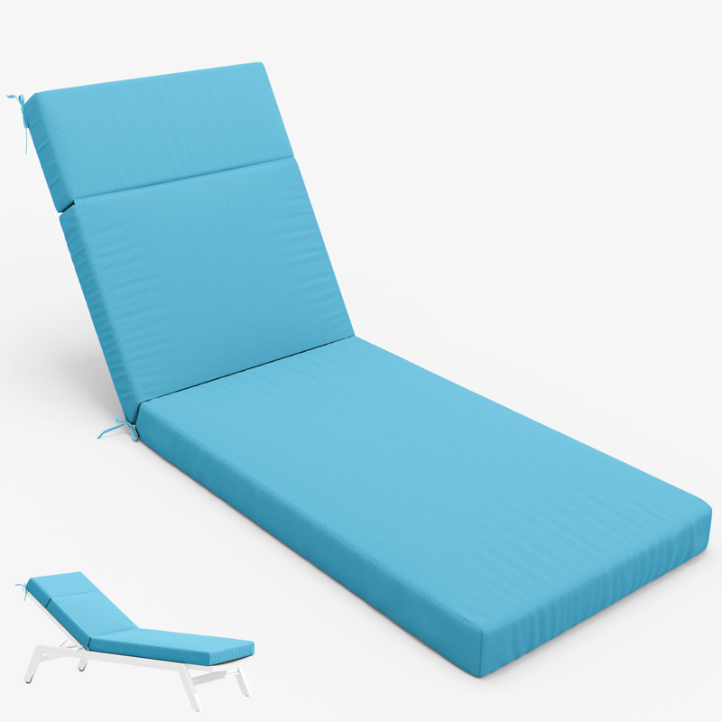 1-Piece Outdoor Chaise Lounge Chair Cushion, 80"X26"X4", Lake Blue