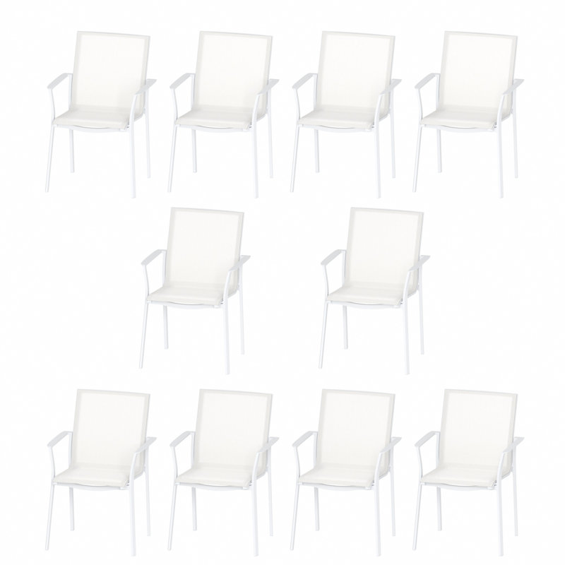 Chaise de patio empilable en aluminium, Blanc