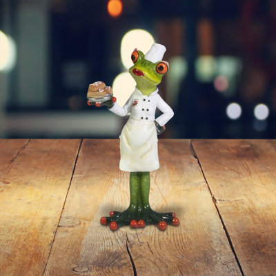 7"H Frog Chef Serving Figurine