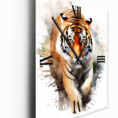 Portrait de tigre, aquarelle I - animaux, horloge murale tigre