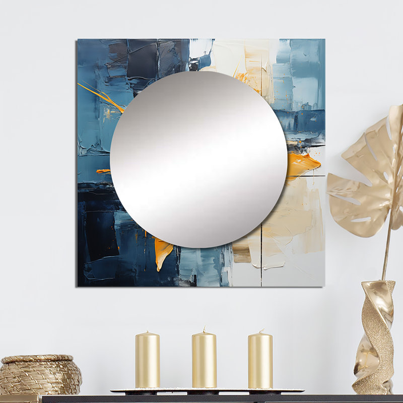 Jaenis - Miroir carré abstrait mural pour chambre à coucher, 23 po x 23 po