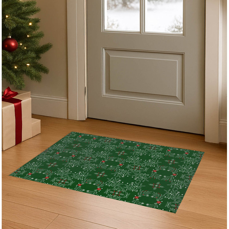 Paillasson Winter Mistletoe, Evergreen, L 60 po x L 84 po