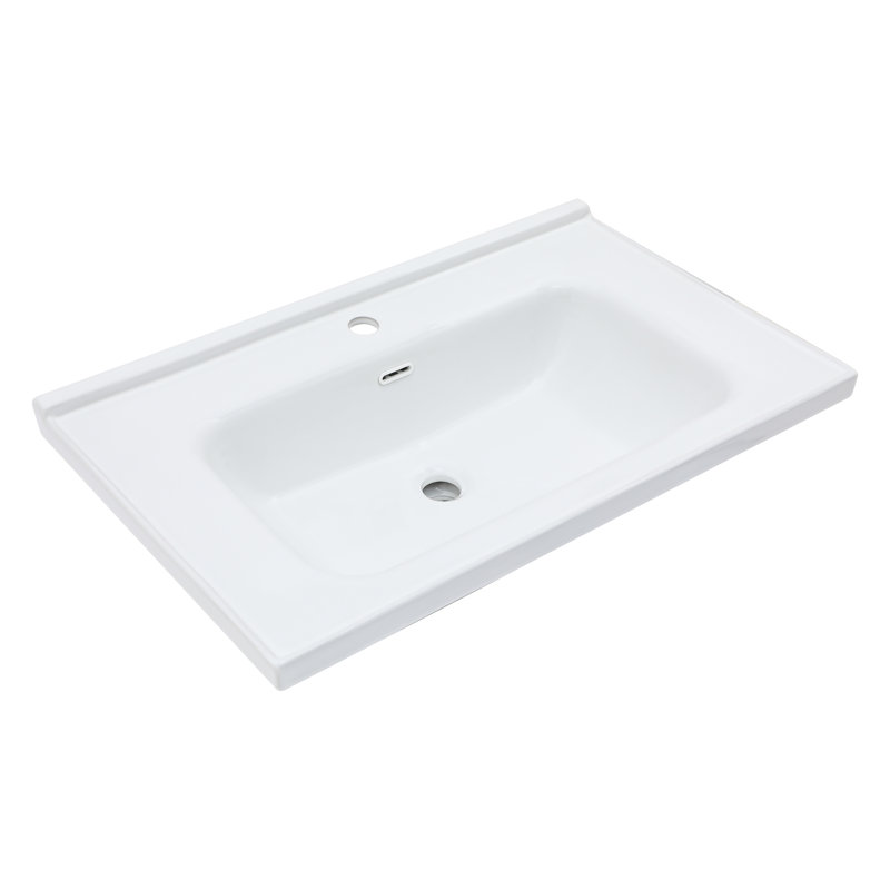 Lavabo de salle de bain simple 32 po x l 20 po en céramique avec lavabo à cuve simple et comptoir (comptoir seulement)