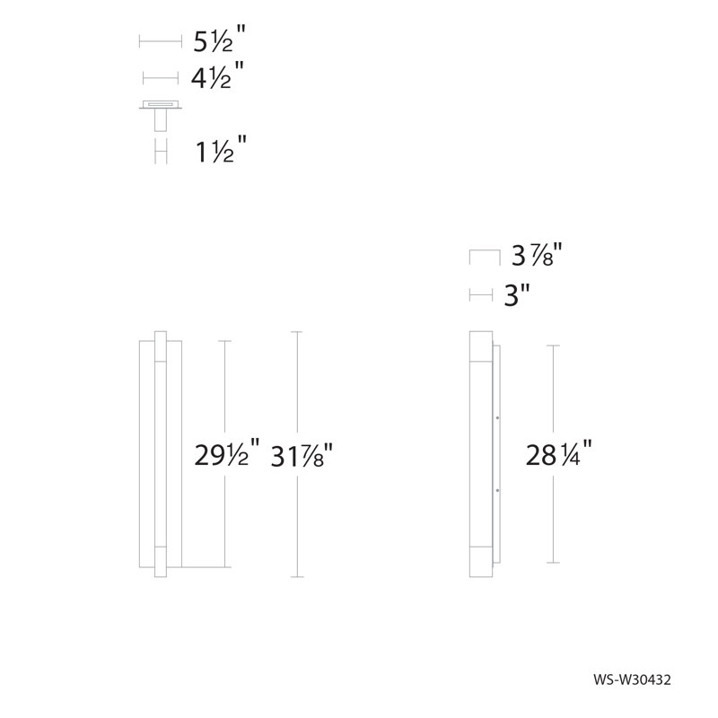 Heliograph Aluminium LED Wall Light, 24.38" H x 5.5" W x 3.88" D, 2700K