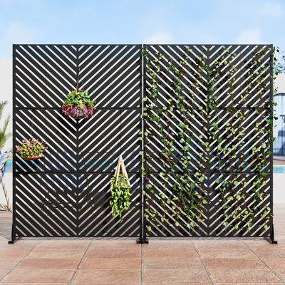 Metal 72" x 47" Privacy Metal Screen Fence Panel Set of 2