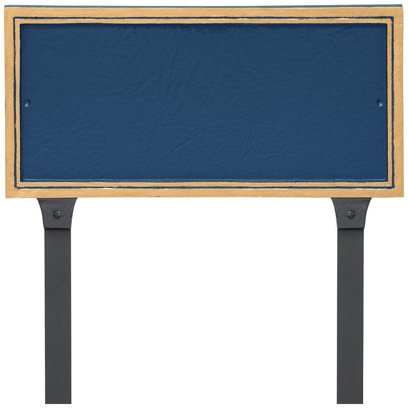 Plaque d’adresse pour pelouse sur 1 ligne Fremont, Bleu de mer / Or, Oui