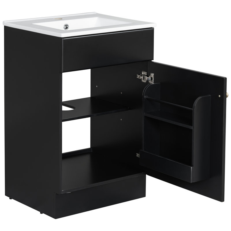 Meuble-lavabo de 20 po avec lavabo, Noir, noir, noir, noir