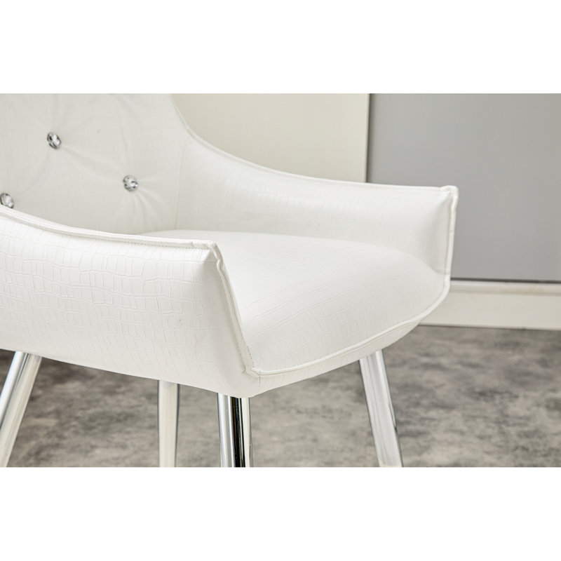 Ensemble de chaises d'appoint modernes en cuir de crocodile avec pieds chromés pour le bureau de salle à manger