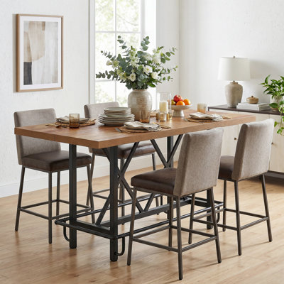 Bochini 62.99 L x 31.49 W Dining Table Counter Height Kitchen Table with Metal Footrest