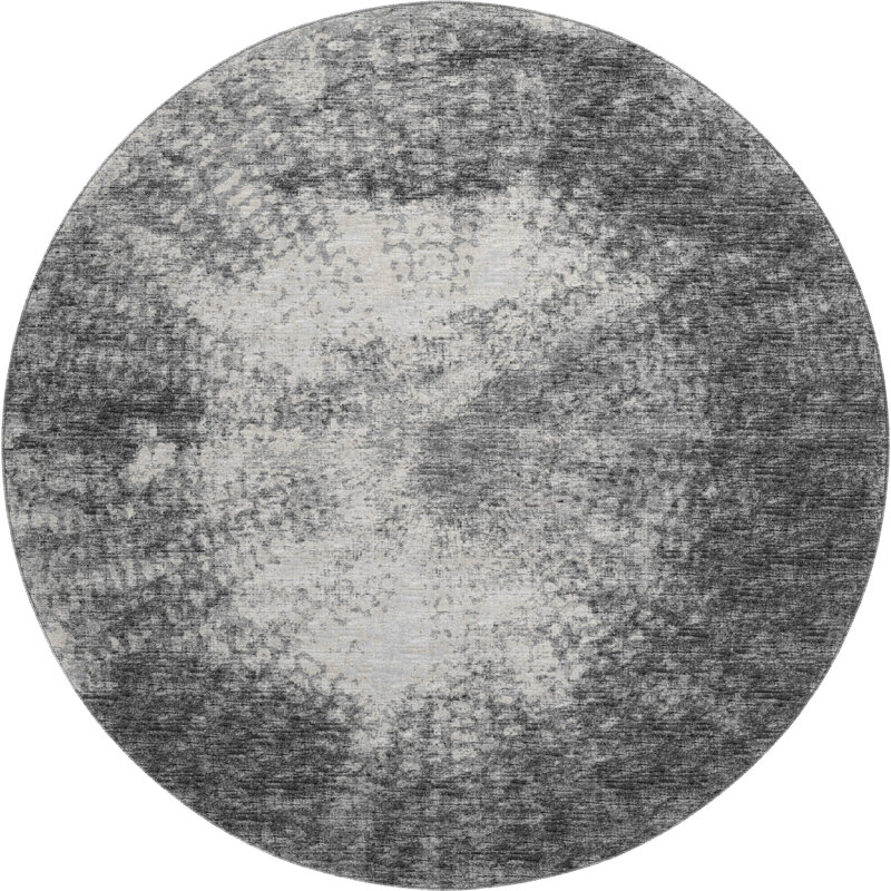 Premium Machine Washable Mayfield Black Rug, Round 8'