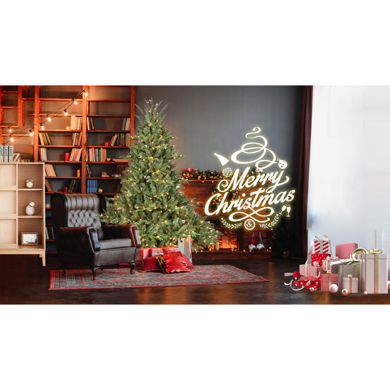 Arbre de Noël luxuriant pré-éclairé, PE / PVC, pleine forme, idéal pour les grands espaces