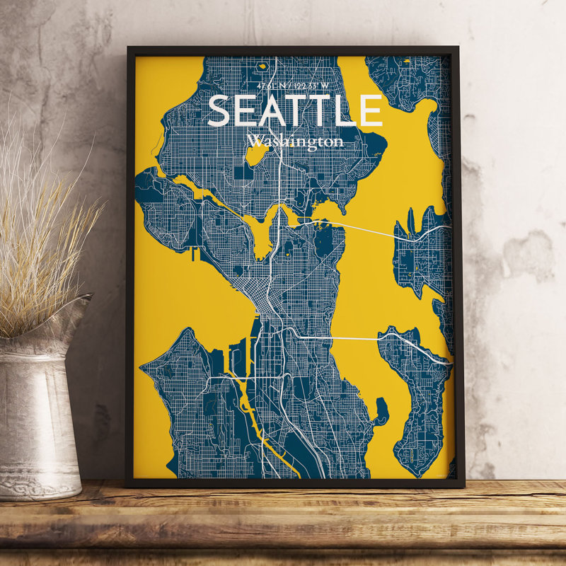 Seattle City Map - No Frame Print, 50.8cm H x 40.6cm W x 0.13cm D