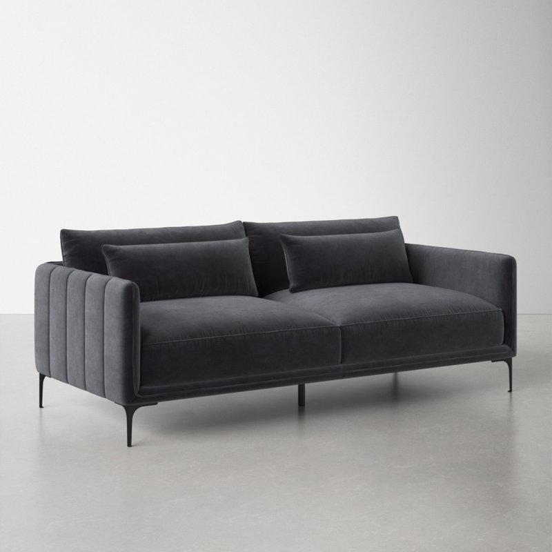 Canapé droit rétro de luxe, Gris foncé