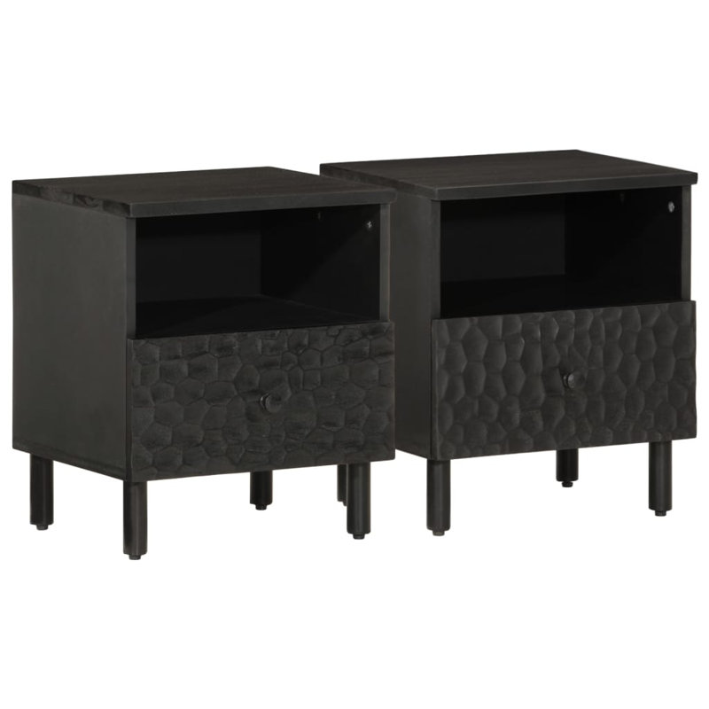 Belia 40cm W Iron Bedside Table, Set of 2, Black