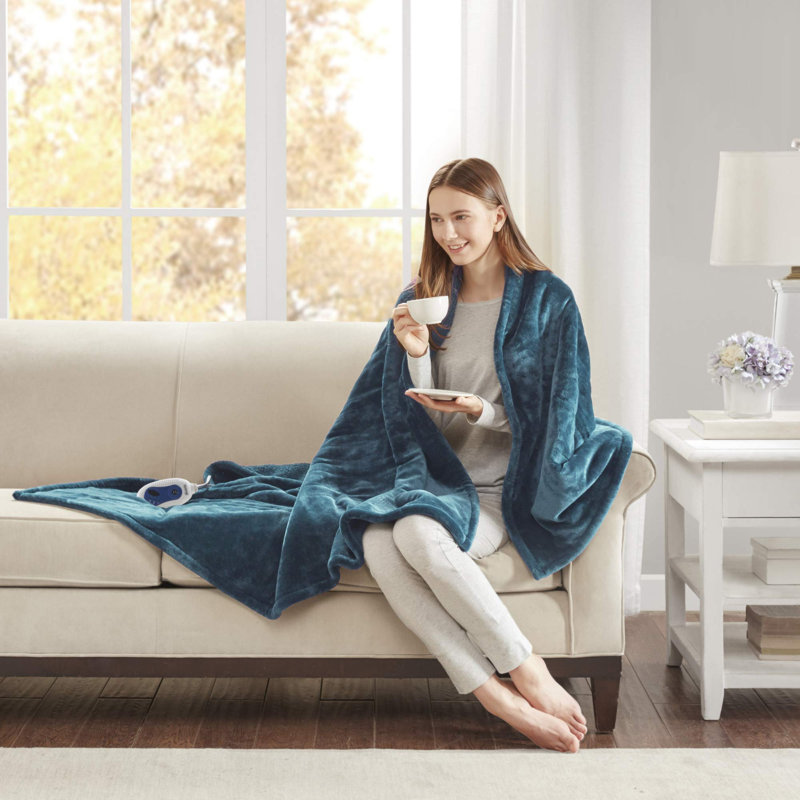 Couverture en tricot Bree, Simple, Bleu sarcelle