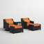 Mifflin 5 Piece Rattan Sunbrella 2 Person Seating Group with Cushions-475446687