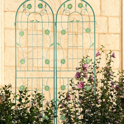 Ensemble de 2 treillis de jardin en métal antirouille 71 po x 19,7 po, support pour plante d'extérieur, installation facile, fabrication, pour lierre, rose, concombre, vignes 71 po x 19,7 po, support, installation, fabrication, jasmin