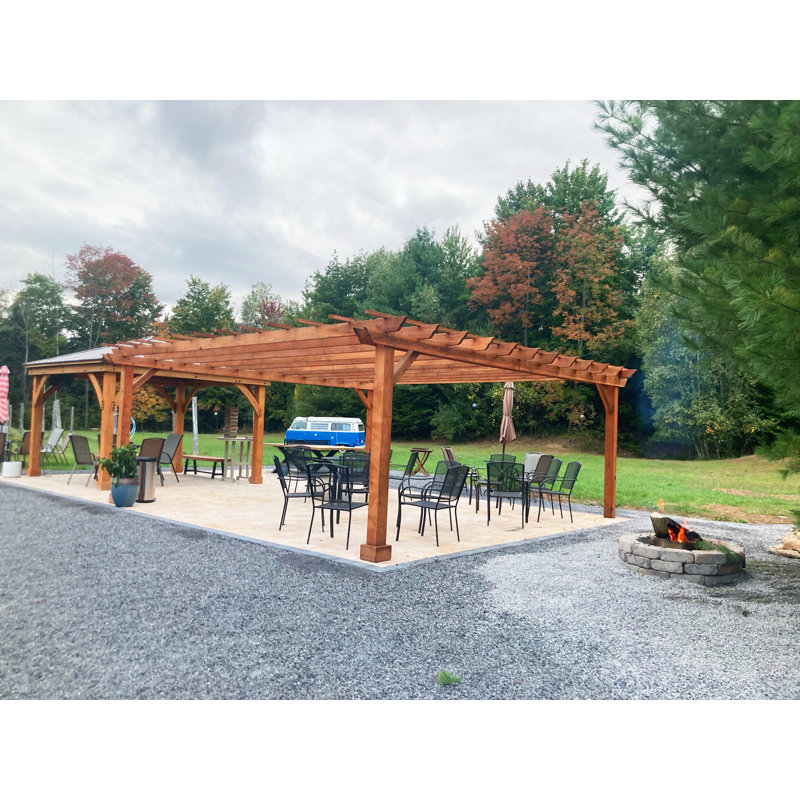 Redwood 20x20 Square Coastal Farmhouse Pergola