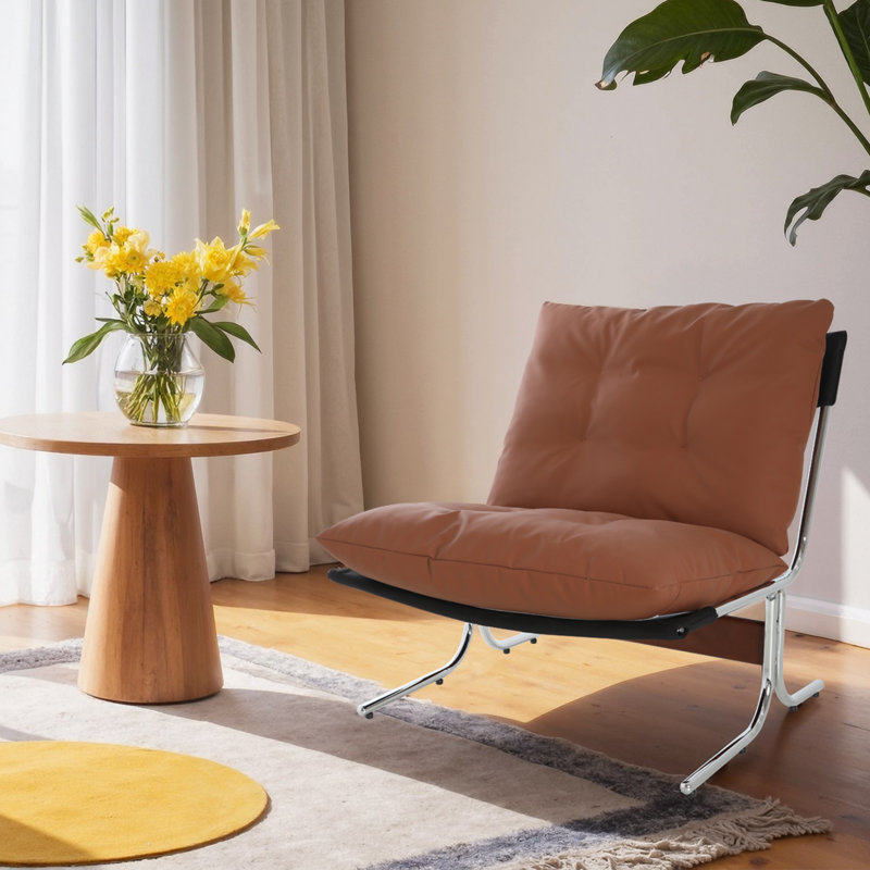 Comfortable Modern Armchair with Sturdy Metal Legs and Soft Padding for Various Rooms, 30.2" H x 27.4" W x 30.5" D