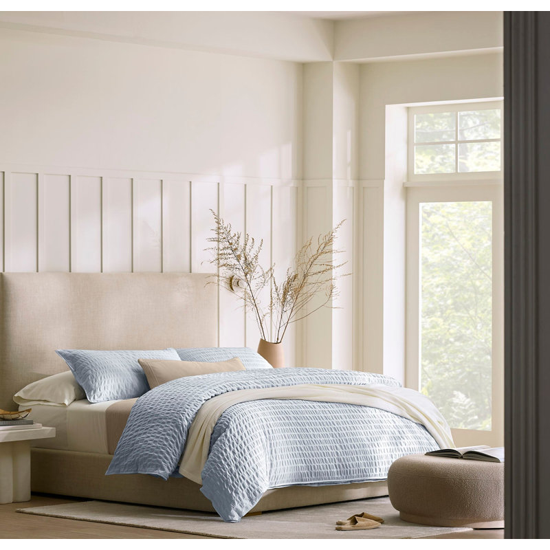 Relaxed Seersucker Duvet Set, King;Cal King, Hydrangea