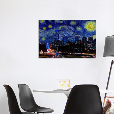 Philadelphia, Pennsylvania Starry Night Skyline - Graphic Art Print