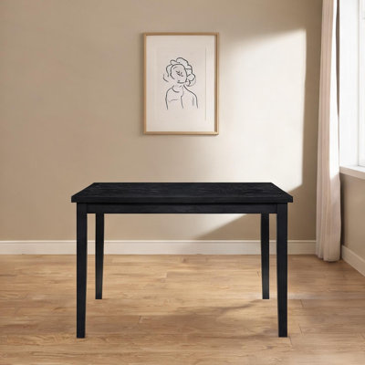 Table de salle à manger rectangulaire lustrée, fini noir, pieds en bois massif, 4 couverts, longueur 120,6 cm