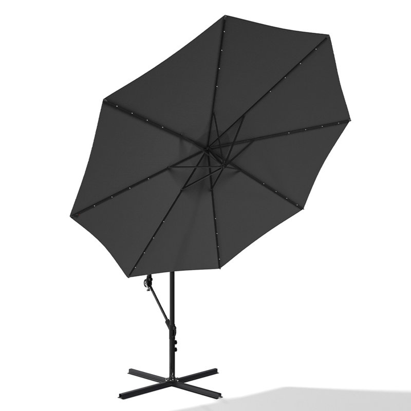 Seraphina 3m Cantilever Parasol with LED Light, Dark Grey
