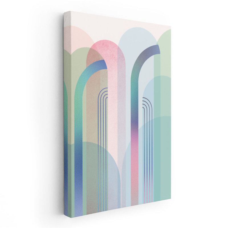MidCentury Arches Pastel Rainbows 2 - reproduction d'art sur toile, H 36 po x l 24 po