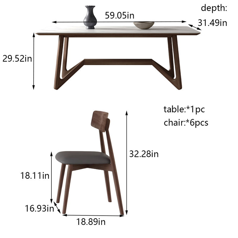 Ensemble de table et chaises Art Rock, H 29,52 po x L 59,05 po x l 31,49 po