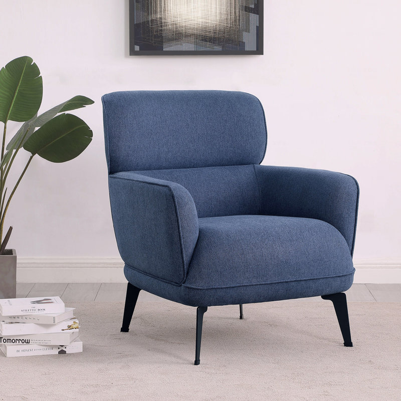 Chaise d'appoint In Blue avec pieds en métal, Bleu