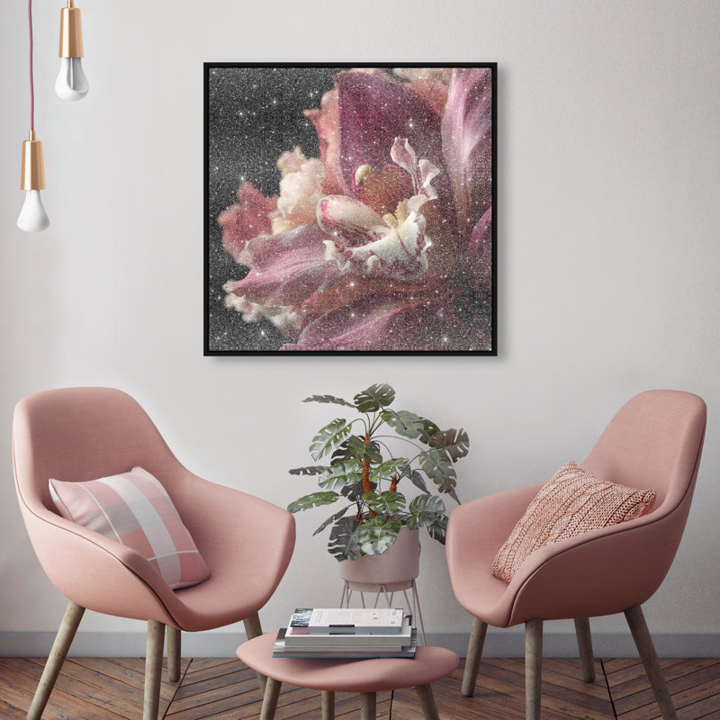 Velvet Labellum Print by Oliver Gal, 25"H x 25"W, Black Floater Frame
