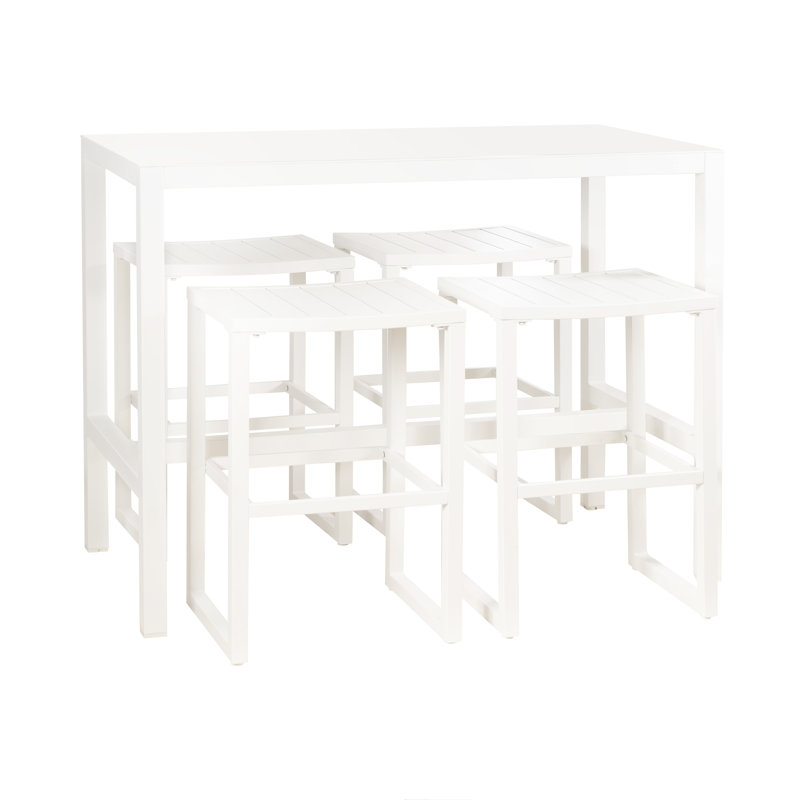 Ensemble repas extérieur en aluminium Armando, 4, Blanc
