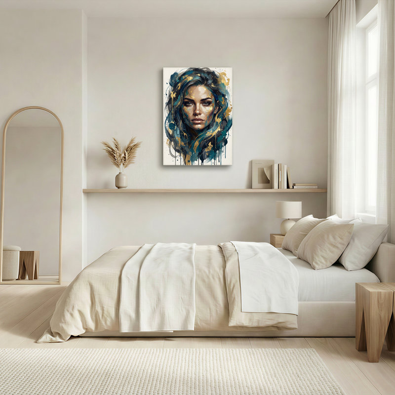 Portrait abstrait, art mural sur toile, ensemble de 1, 40"H x 28"W, Wrapped Canvas