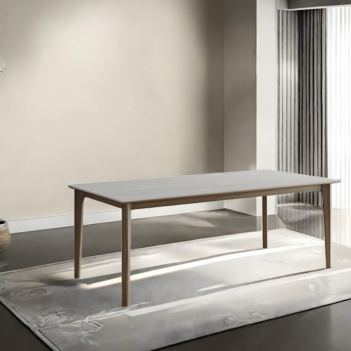 Table en bois massif Deliphon, H 29,52 po x L 70,86 po x l 31,49 po, Gris clair