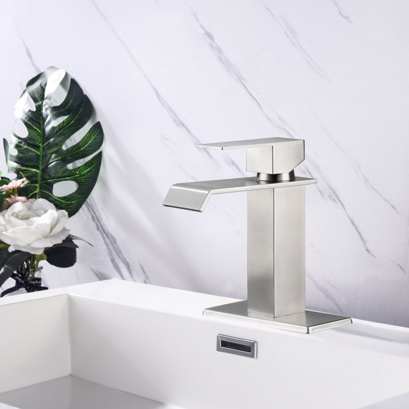 Bathroom Vanity Faucet, Easy Flow Control, Brushed Nickel, Stainless Steel, & With Aerator Single Handle Sink Luxury Design, Accredited