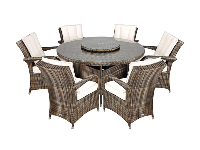Harpenden 6 - Person Wicker Patio Dining Set with Round Table , Cushions Included