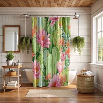 Bold Cacti Designs - 1 Piece Standard Shower Curtain