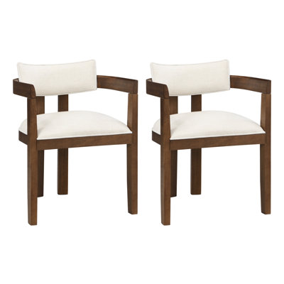 Linen Upholstered Armchair in Beige